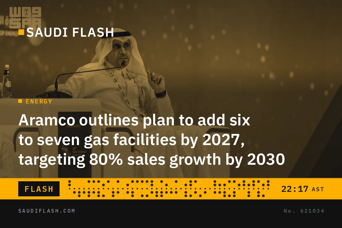 Aramco outlines plan to add six to seven gas facilities by 2027, targeting 80% sales growth by 2030