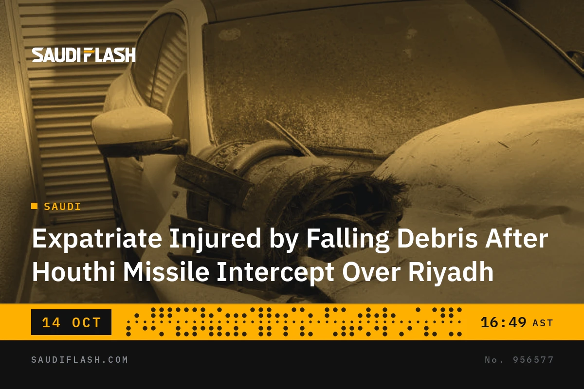 Expatriate Injured by Falling Debris After Houthi Missile Intercept Over Riyadh