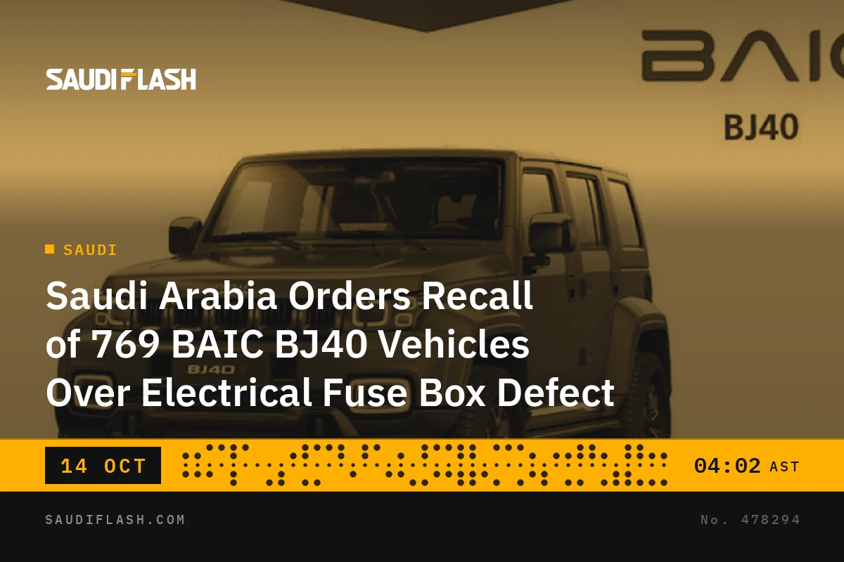 Saudi Arabia Orders Recall of 769 BAIC BJ40 Vehicles Over Electrical Fuse Box Defect