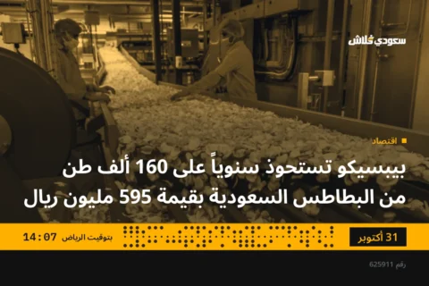 بيبسيكو تستحوذ سنوياً على 160 ألف طن من البطاطس السعودية بقيمة 595 مليون ريال