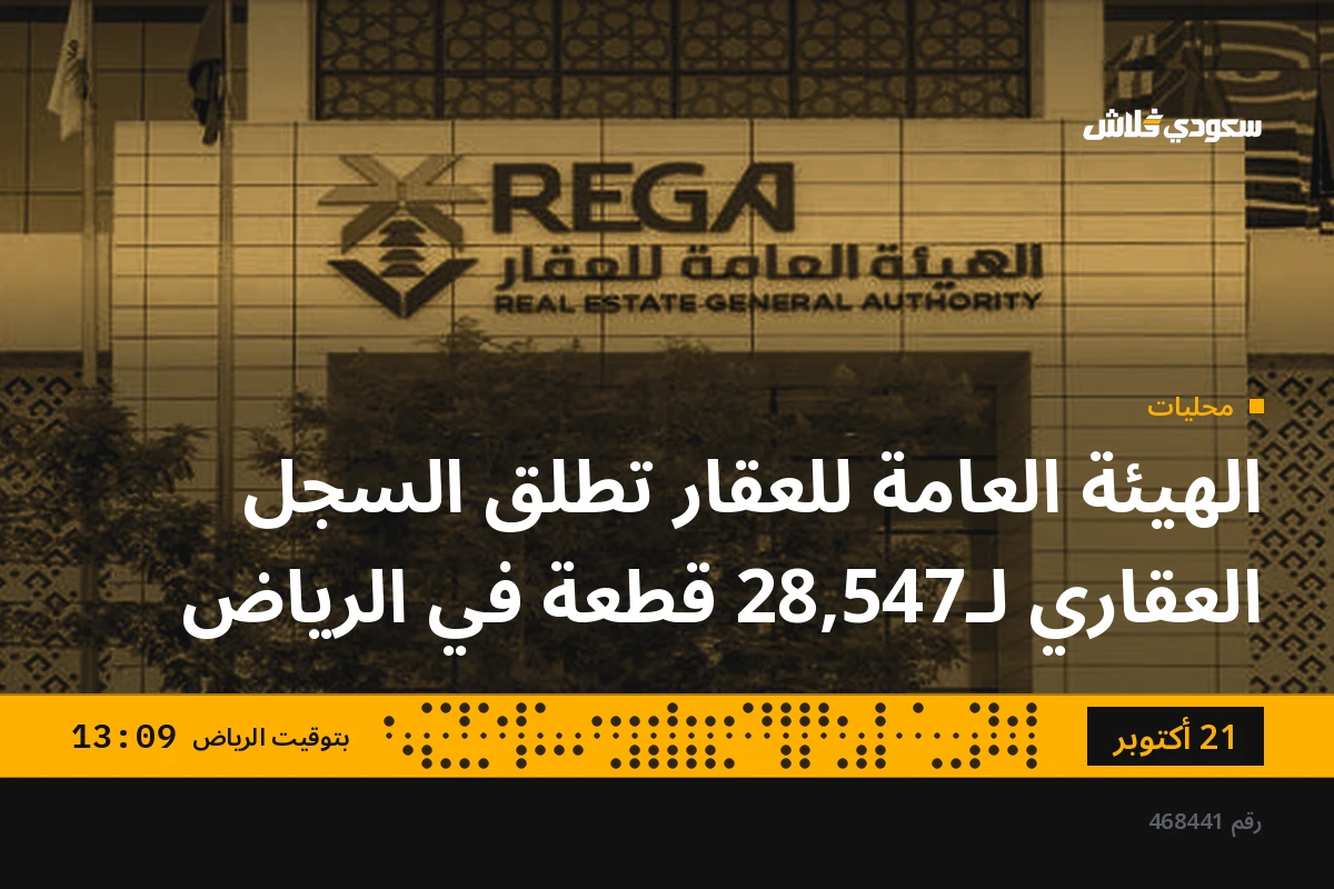 الهيئة العامة للعقار تطلق السجل العقاري لـ28,547 قطعة في الرياض