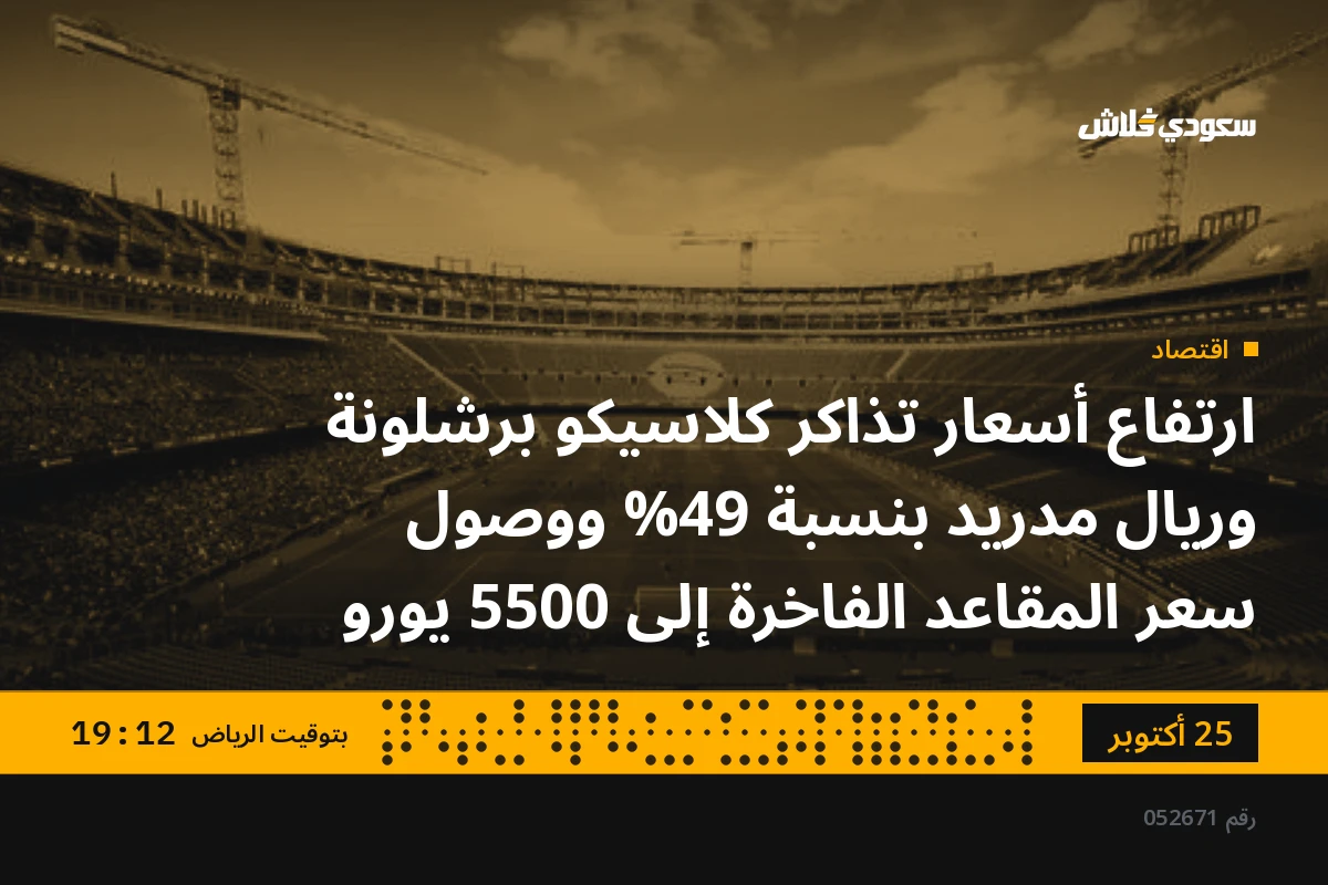 ارتفاع أسعار تذاكر كلاسيكو برشلونة وريال مدريد بنسبة 49% ووصول سعر المقاعد الفاخرة إلى 5500 يورو