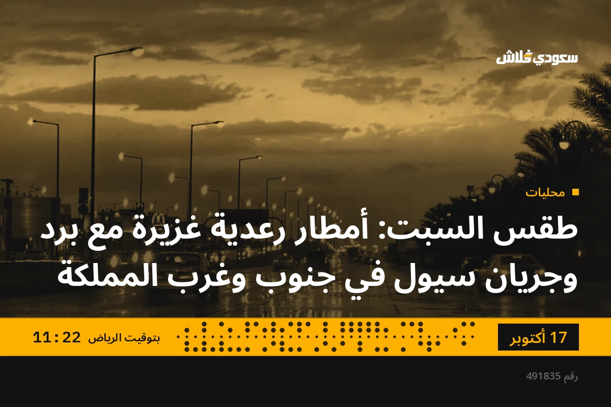 طقس السبت: أمطار رعدية غزيرة مع برد وجريان سيول في جنوب وغرب المملكة