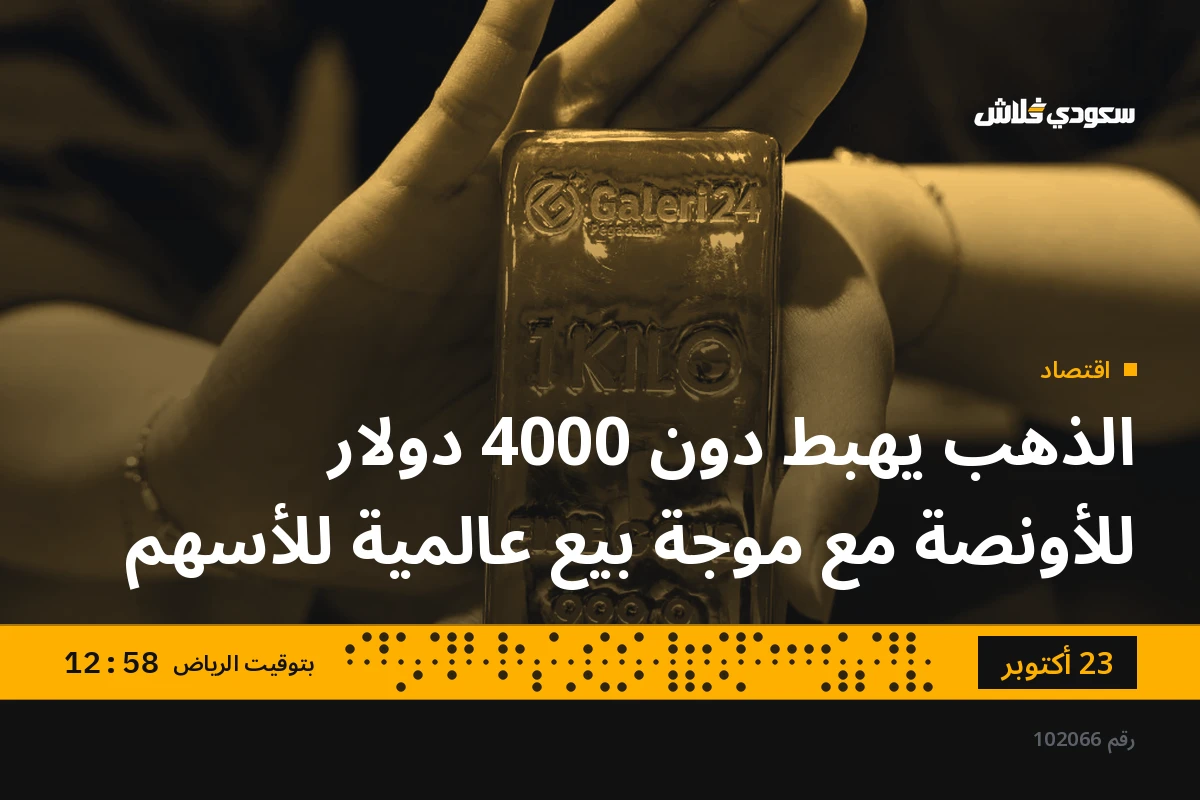الذهب يهبط دون 4000 دولار للأونصة مع موجة بيع عالمية للأسهم