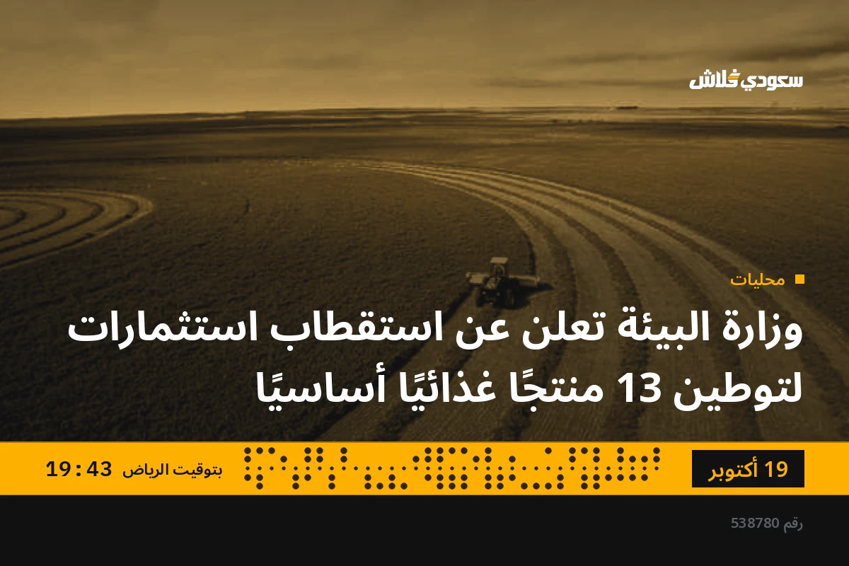 وزارة البيئة تعلن عن استقطاب استثمارات لتوطين 13 منتجًا غذائيًا أساسيًا