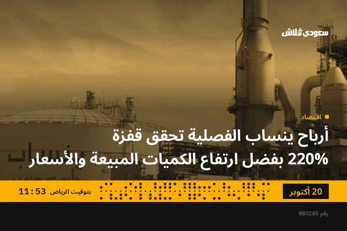أرباح ينساب الفصلية تحقق قفزة 220% بفضل ارتفاع الكميات المبيعة والأسعار
